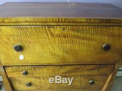 Antique 1840 S Tiger Maple Serpentine Claw Foot Highboy Dresser