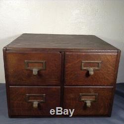 Antique Macey 4 Drawer Index Card Lawyer Library File Tiger Oak