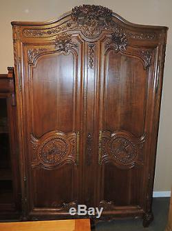 Fabulous 19th Century French Armoire 2 Door Oak Tiger Wood