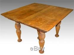 17128 Tiger Sawn Oak Dining Table Fluted Legs