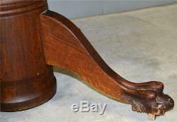 17812 Round Tiger Sawn Oak Claw Foot dining Table 2 Leaves