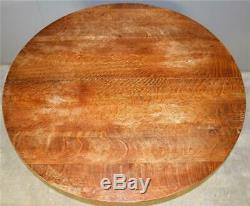 17812 Round Tiger Sawn Oak Claw Foot dining Table 2 Leaves