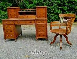 1800's Dickens Desk and EW Godwin Swivel Armchair