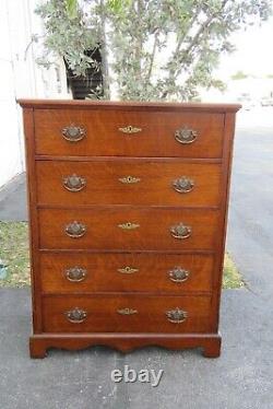 1800s Tiger Oak tall Chest of Drawers 1837