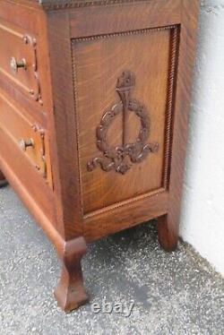 1800s Victorian Carved Tiger Oak Bookcase Display Shelf Cabinet 5234