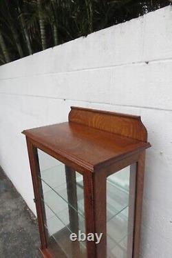 1800s Victorian Carved Tiger Oak Bookcase Display Shelf Cabinet 5234