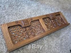 1890 Tiger Oak Eastlake Spoon Carved Panel Victorian Fretwork Architectural Door