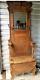 1890s Victorian Era Hall Tree Tiger Oak With Beveled Mirror And Storage Seat
