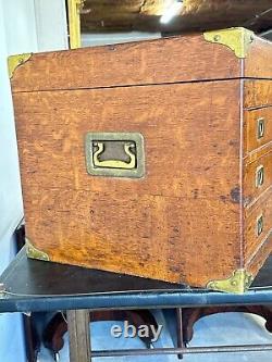 1893 tiger oak champagne silver chest antique heirloom table top incredible