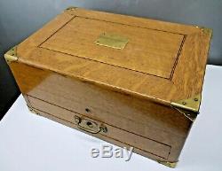 1899 Large ANTIQUE Tiger GOLDEN OAK SILVERWARE Storage BOX CHEST English Mullen