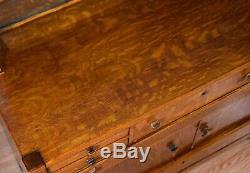 1900s Antique Arts and Craft Mission solid tiger oak server / sideboard