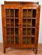 1900s Antique Mission Arts & Crafts Tiger Oak China Cabinet / Bookcase