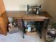 1908 Singer Sewing Treadle Sewing Machine In Tiger Oak Cabinet, 7 Drawers