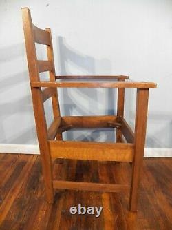 1910 LIFETIME Mortised Arm Chair Mission Tiger Oak Arts & Crafts Stickley Era