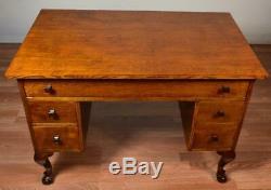 1910s Antique Arts & Crafts Mission Solid Tiger Oak Office desk / writing desk
