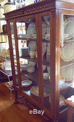 1920's Tiger Oak China Cabinet PRICE NOW $945.00