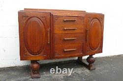 1920s English Deco Tiger Oak Server Sideboard Buffet Bathroom Vanity 2158
