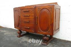 1920s English Deco Tiger Oak Server Sideboard Buffet Bathroom Vanity 2158