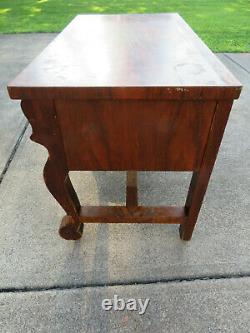 1920s Solid Wood Empire Revival Vanity Tiger Oak Quarter Sawn Library Table