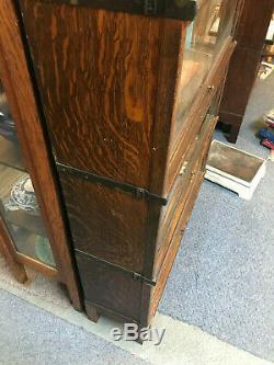1930s Globe-Wernicke Antique Five-Stack Tiger Oak Barrister Sectional Bookcase