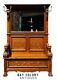 19th C Antique Victorian Tiger Oak Hall Tree With Lion Carvings Rj Horner