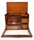 19th C. Antique English Tiger Oak Travel Stationary Writing Desk Box Cabinet