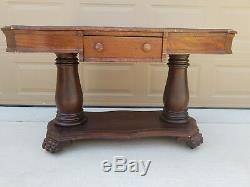 19th C. American Empire Tiger Oak Library / Writing Table from UT Austin Texas