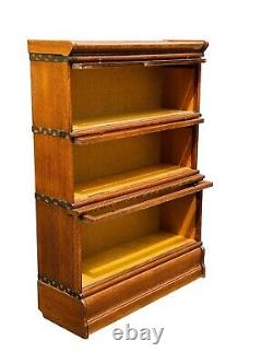 19th C Antique Arts & Crafts Macey Tiger Oak Stacking Barrister Bookcase