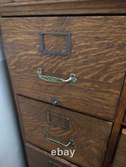 19th C Antique Tiger Oak 8 Drawer Legal File Cabinet Early Macey