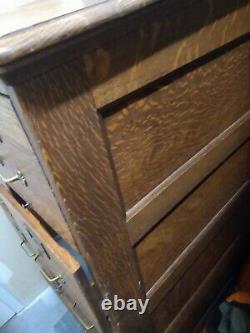 19th C Antique Tiger Oak 8 Drawer Legal File Cabinet Early Macey
