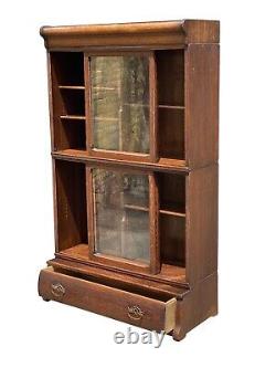 19th C Antique Victorian Tiger Oak Danner Stacking Lawyer / Barrister Bookcase