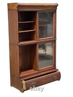 19th C Antique Victorian Tiger Oak Danner Stacking Lawyer / Barrister Bookcase
