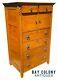 19th C Antique Victorian Tiger Oak Hat Box Dresser / Tall Chest