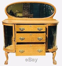 19th C Antique Victorian Tiger Oak Larkin Server / Sideboard Clean