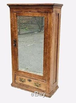 19th C Victorian Tiger Oak Antique Medicine Cabinet