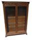 19th C Victorian Tiger Oak Carved Antique Bookcase / China Cabinet Horner Nyc