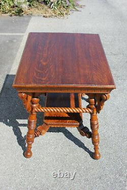 19th Century American Tiger Oak Center Parlor Table