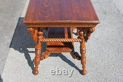 19th Century American Tiger Oak Center Parlor Table