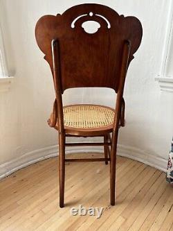 19th Century Tiger Oak Bentwood Carved Side Chair RARE Unique Pressback