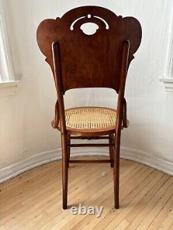 19th Century Tiger Oak Bentwood Carved Side Chair RARE Unique Pressback