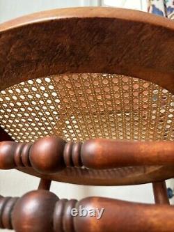 19th Century Tiger Oak Bentwood Carved Side Chair RARE Unique Pressback