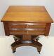 19th Antique American Empire Tiger Maple Work Table Night Stand, Two Drawers