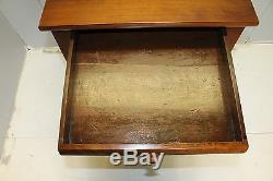 19th antique american empire tiger maple work table night stand, two drawers