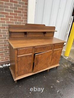 19th century Antique Tiger Oak Victorian Buffet Sideboard Server Cabinet See Pic