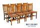 20th C Antique Arts & Crafts Set Of 8 Tiger Oak Dining Chairs