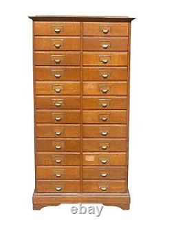 20th C Antique Arts & Crafts Tiger Oak E. H Stafford 24 Drawer File Cabinet