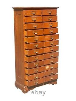 20th C Antique Arts & Crafts Tiger Oak E. H Stafford 24 Drawer File Cabinet