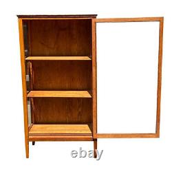 20th C Antique Arts & Crafts Tiger Oak Single Door Bookcase / China Cabinet