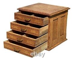 20th C Antique Tiger Oak 4 Drawer Library Bureau Makers Desktop File Cabinet