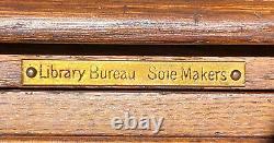20th C Antique Tiger Oak 4 Drawer Library Bureau Makers Desktop File Cabinet